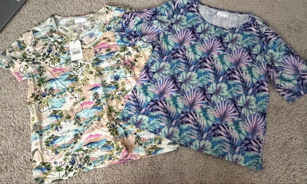Stella Parker Bundle of 2 Tropical Print Shirts Size XL NWT